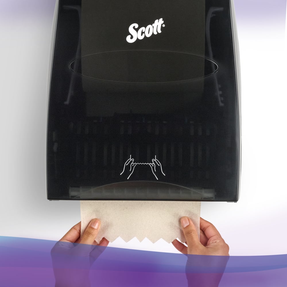 Essuie-mains en rouleau rigide Scott® Essential 100 % recyclé marron (54038), avec technologie Absorbency Pockets™, pour les distributrices avec mandrin violet (700 feuilles/rouleau, 6 rouleaux/caisse, 4 200 feuilles/caisse) - 54038