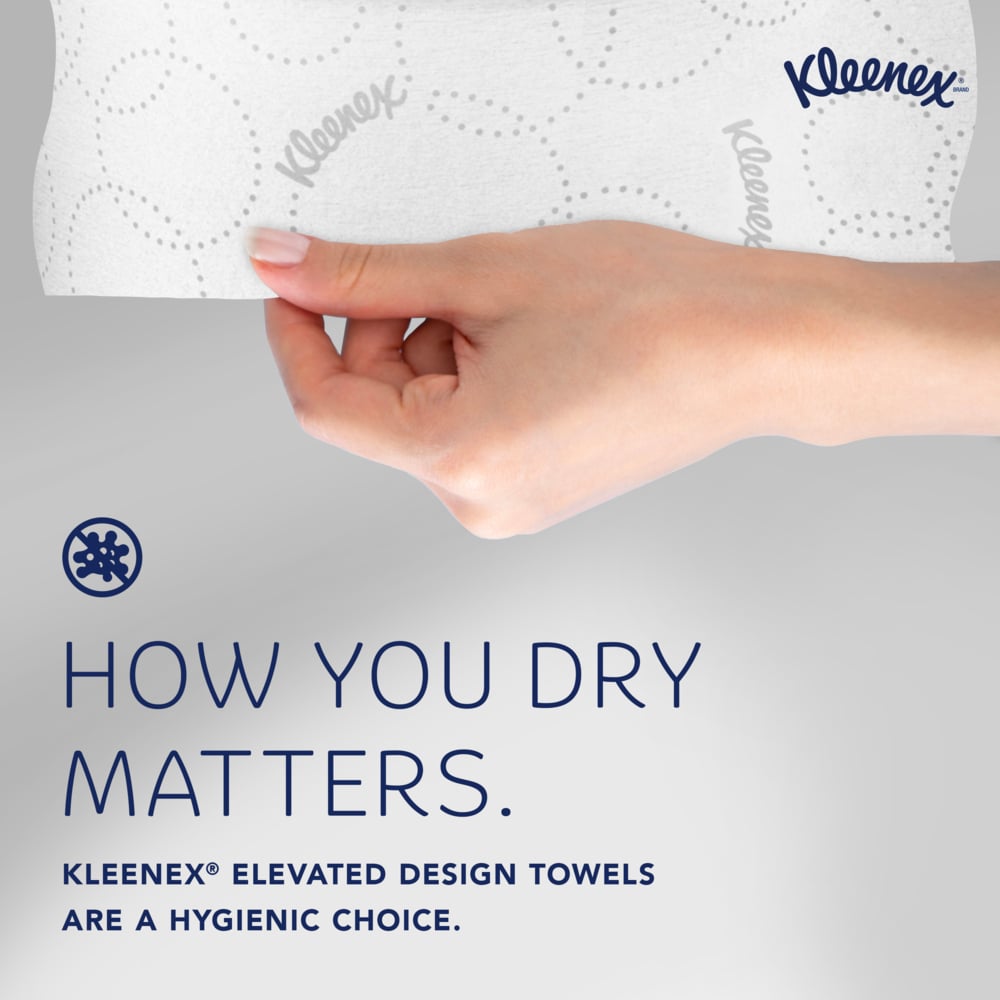 Kleenex® Hard Roll Paper Towels (54471), 2-Ply, with Elevated Design and Premium Absorbency Pockets™, for Blue Core Dispensers, White, (500'/Roll, 6 Rolls/Case, 3,000'/Case) - 54471