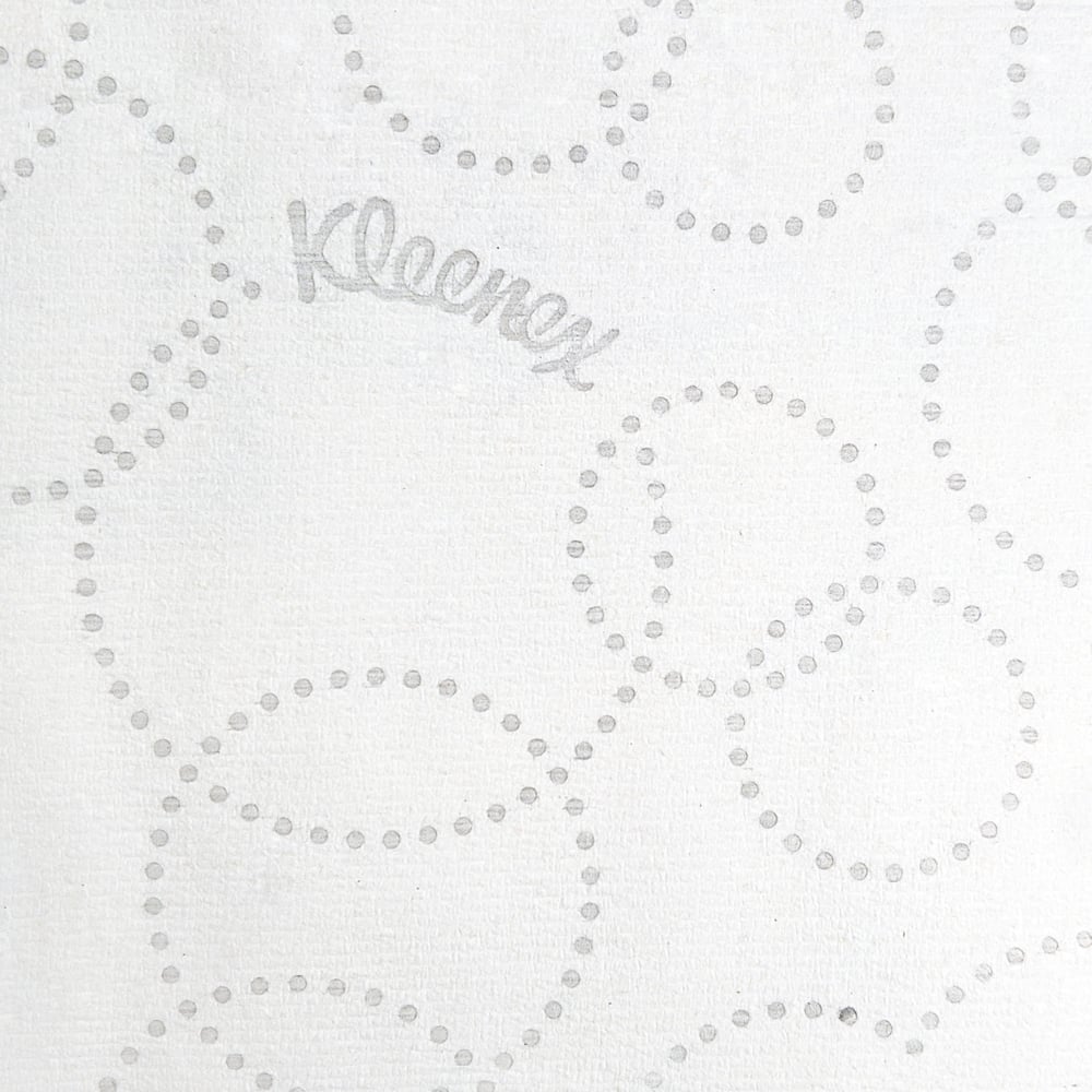 Essuie-mains en rouleau Kleenex® (54471), 2 épaisseurs, avec design rehaussé et technologie Premium Absorbency Pockets™ pour les distributrices avec mandrin bleu; blancs (500 pi/rouleau, 6 rouleaux/caisse, 3 000 pi/caisse) - 54471