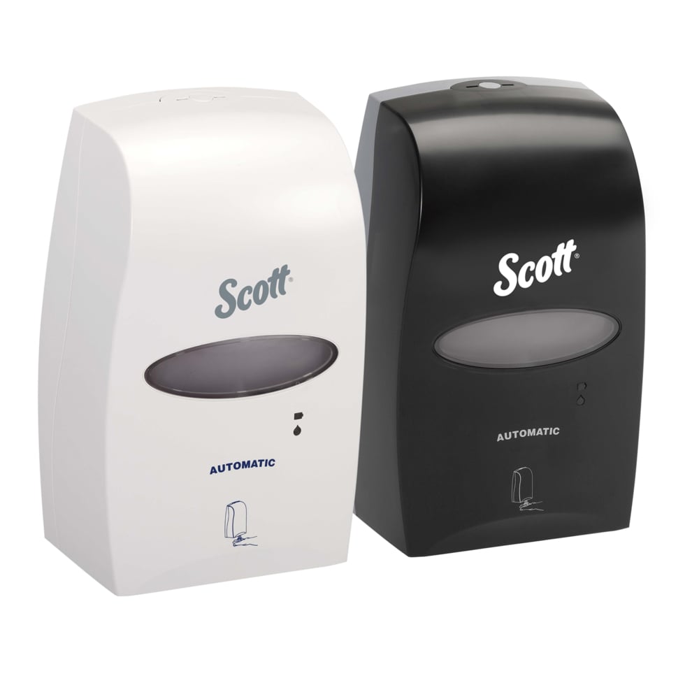 Désinfectant hydratant en mousse pour les mains Scott® (91590), recharges de savon pour les mains de 1,2 L, transparent au parfum frais pour les distributrices automatiques Kimberly-Clark Professional™ ICON™ et Scott® Pro™, certifié E3 par la NSF (2 bouteilles/caisse) - 91590