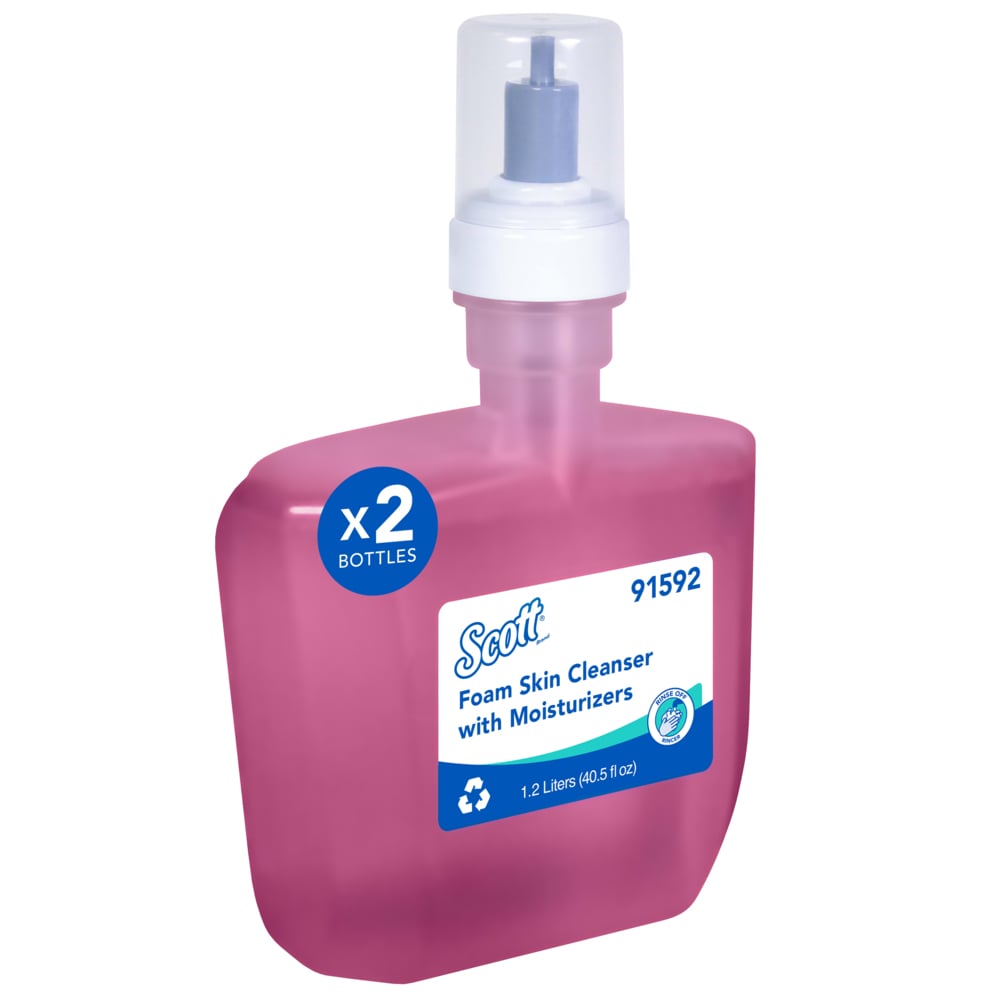 Scott® Foam Hand Soap with Moisturizers (91592), 1.2 L Pink, Floral Scent Automatic Hand Soap Refills for Kimberly-Clark Professional™ ICON™ and Scott® Pro™ Automatic Dispensers (2 Bottles/Case) - 91592