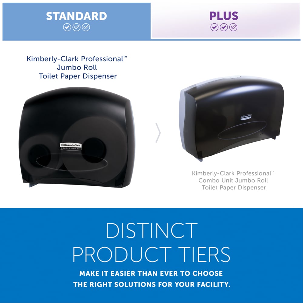 Kimberly-Clark Professional™ Jumbo Roll Toilet Paper Dispenser (09507), with Stub Roll, Black, 16.0" x 13.88" x 5.75" (Qty 1) - 09507