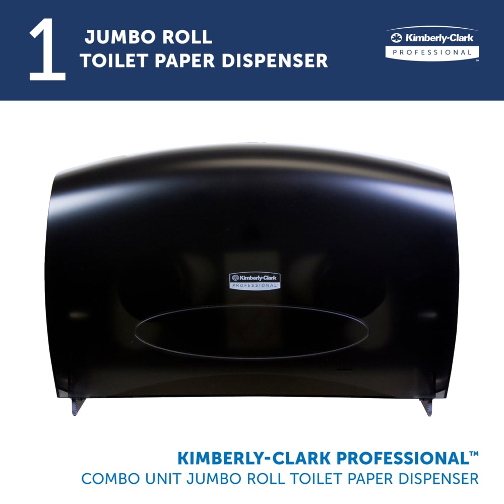Kimberly-Clark Professional™ Jumbo Roll Toilet Paper Dispenser (09551), Combo Unit, Black, 20.43" x 13.12" x 5.8" (Qty 1) - 09551