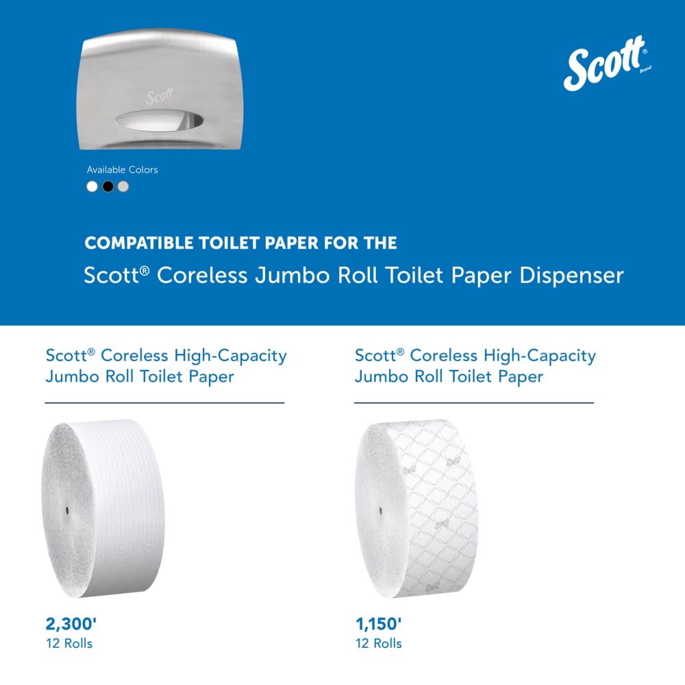 Scott® Pro™ Coreless Jumbo Roll Toilet Paper Dispenser (09601), with Stub Roll, Stainless Steel, 14.25" x 9.75" x 6.00" (Qty 1) - 09601