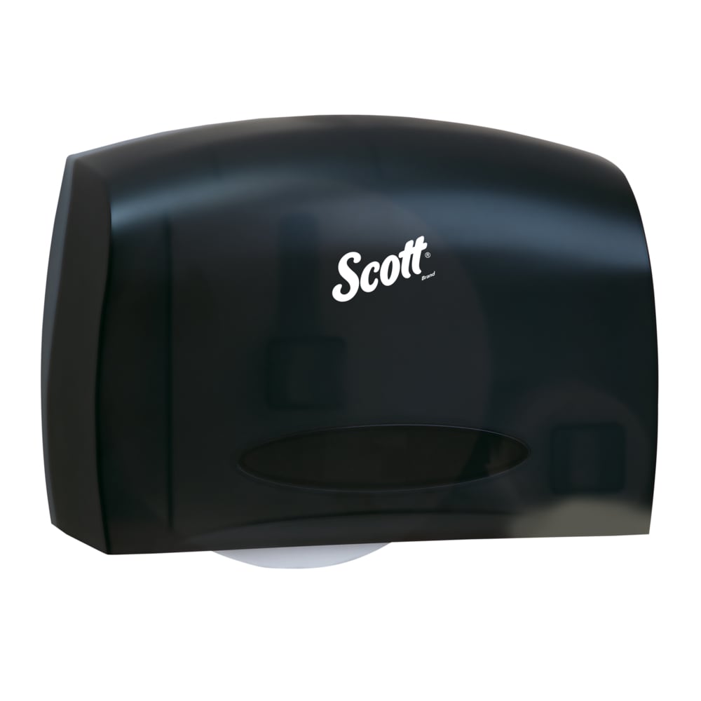 Scott® Essential™ Coreless Jumbo Roll Toilet Paper Dispenser (09602), with Stub Roll, Black, 14.25" x 9.75" x 6.00" (Qty 1)