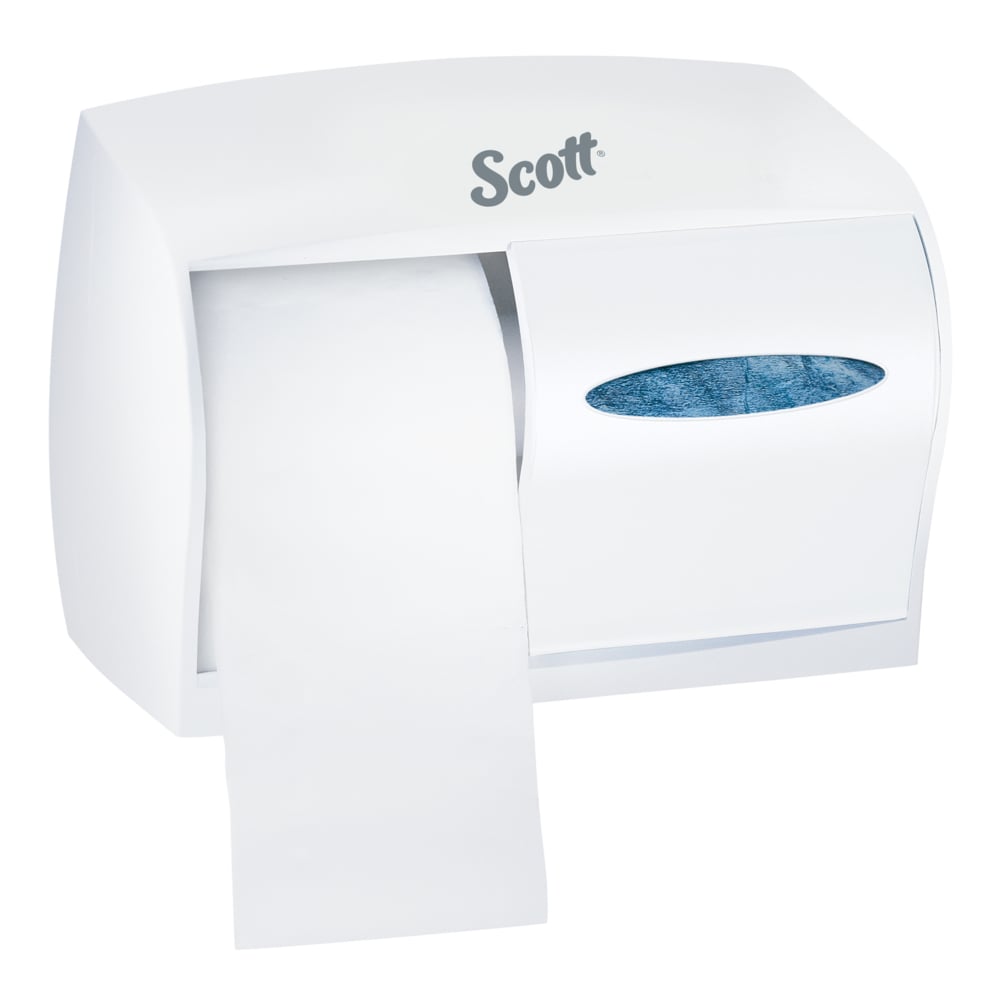 Distributrice de papier hygiénique en rouleau géant double sans mandrin Scott Essential (09605), blanche - 09605