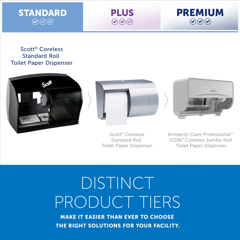 Scott® Coreless Standard Roll Toilet Paper Dispenser (09604), 2 Roll Capacity, Black, 11.0" x 7.63" x 6.0" (Qty 1) - 09604