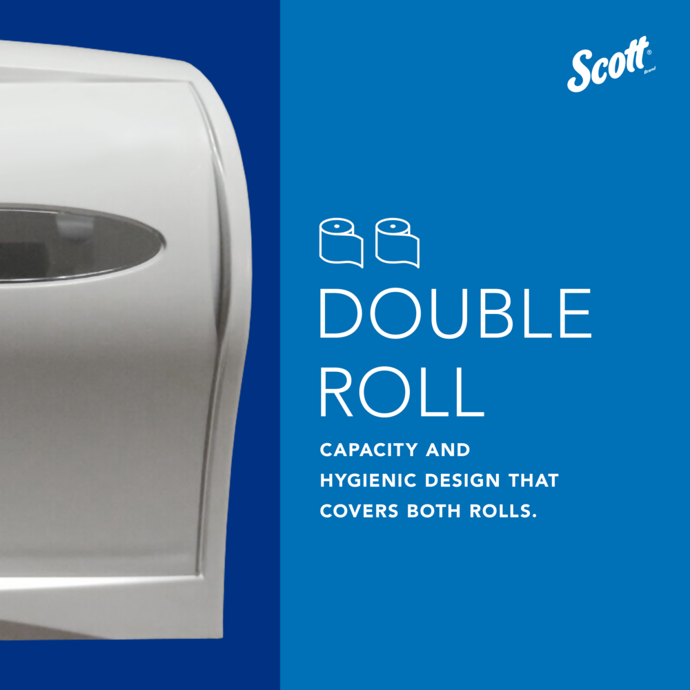 Scott® Coreless Standard Roll Toilet Paper Dispenser (09605), 2 Roll Capacity, White, 11.0" x 7.63" x 6.0" (Qty 1) - 09605