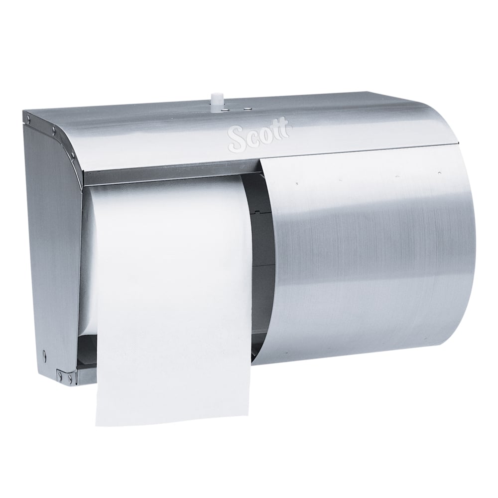 Scott® Pro™ Coreless Standard Roll Toilet Paper Dispenser (09606), 2 Roll Capacity, Stainless Steel, 10.13" x 7.13" x 6.38" (Qty 1) - 09606