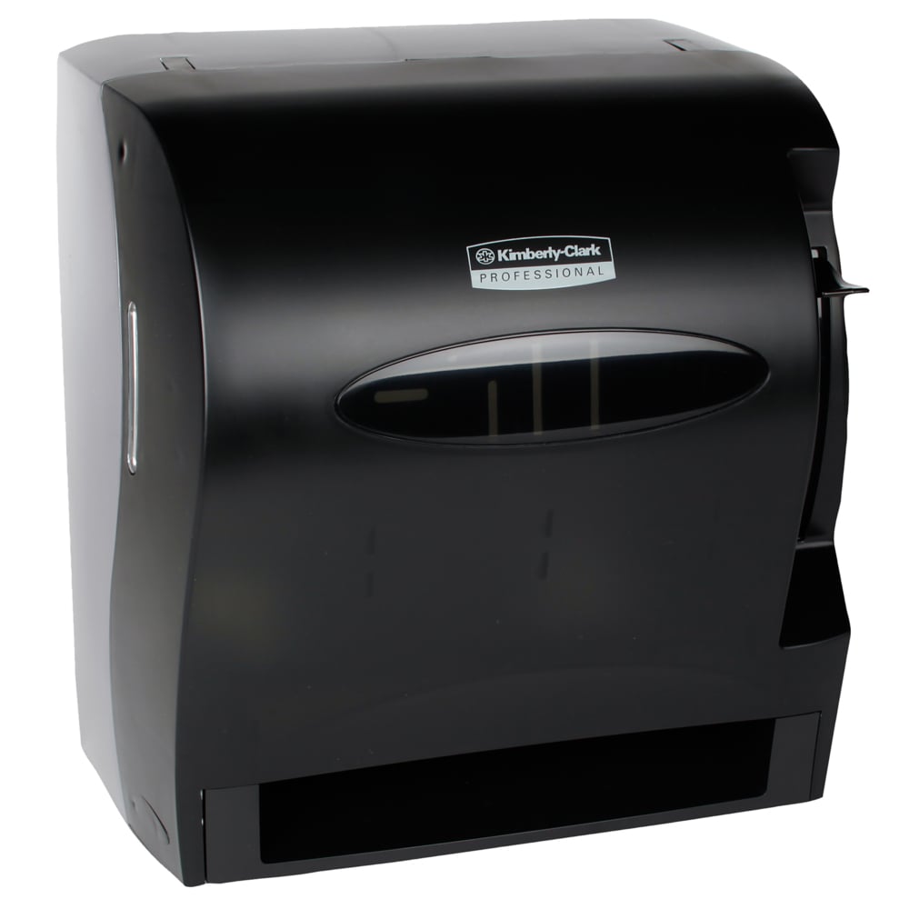 Kimberly-Clark Professional™ LEV-R-MATIC Manual Hard Roll Towel Dispenser (09765), Black, for 1.5" Core Roll Towels, 13.3" x 13.5" x 9.8" (Qty 1) - 09765