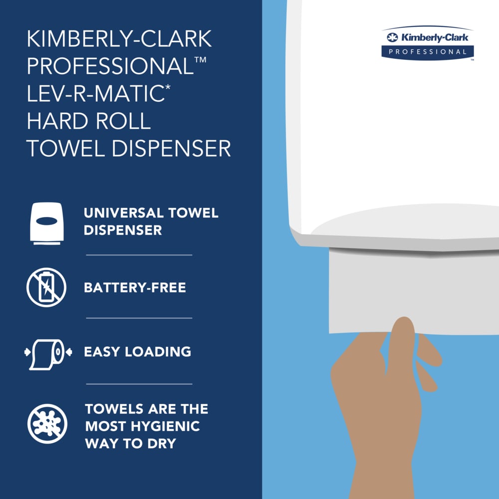 Kimberly-Clark Professional™ LEV-R-MATIC Manual Hard Roll Towel Dispenser (09765), Black, for 1.5" Core Roll Towels, 13.3" x 13.5" x 9.8" (Qty 1) - 09765