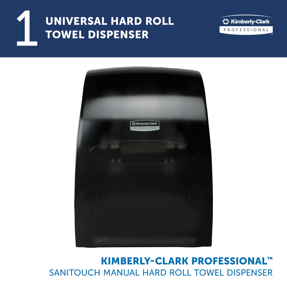 Kimberly-Clark Professional™ Sanitouch Manual Hard Roll Towel Dispenser (09990), Black, for 1.5" Core Roll Towels, 12.63" x 16.13" x 10.2" (Qty 1) - 09990