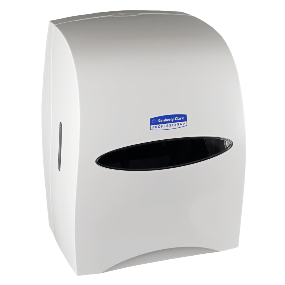 Kimberly-Clark Professional™ Sanitouch Manual Hard Roll Towel Dispenser (09991), White, for 1.5" Core Roll Towels, 12.63" x 16.13" x 10.2" (Qty 1) - 09991