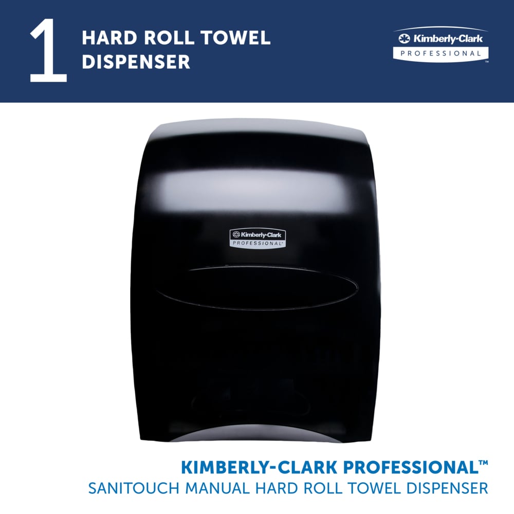 Kimberly-Clark Professional™ Sanitouch Manual Hard Roll Towel Dispenser (09996), Black, for 1.75" Core Roll Towels, 12.63" x 16.13" x 10.2" (Qty 1) - 09996