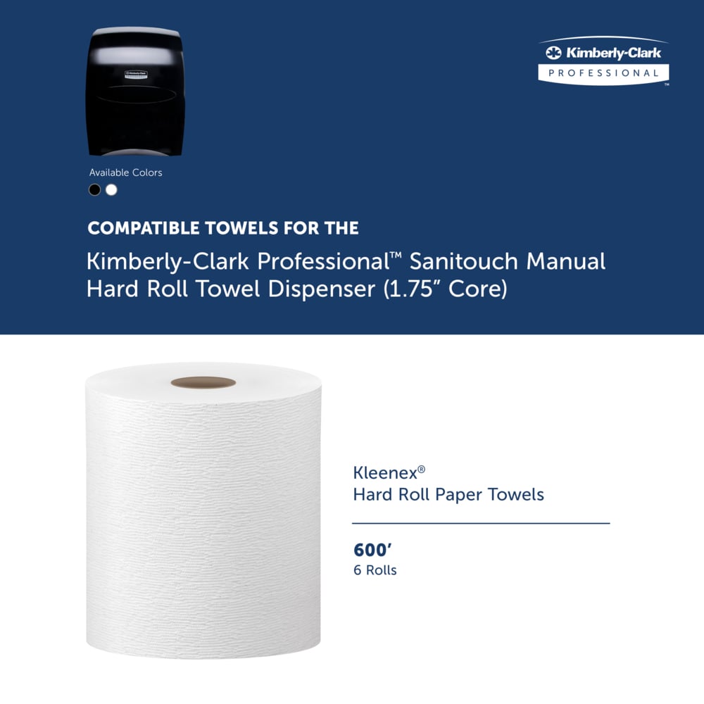 Kimberly-Clark Professional™ Sanitouch Manual Hard Roll Towel Dispenser (09996), Black, for 1.75" Core Roll Towels, 12.63" x 16.13" x 10.2" (Qty 1) - 09996