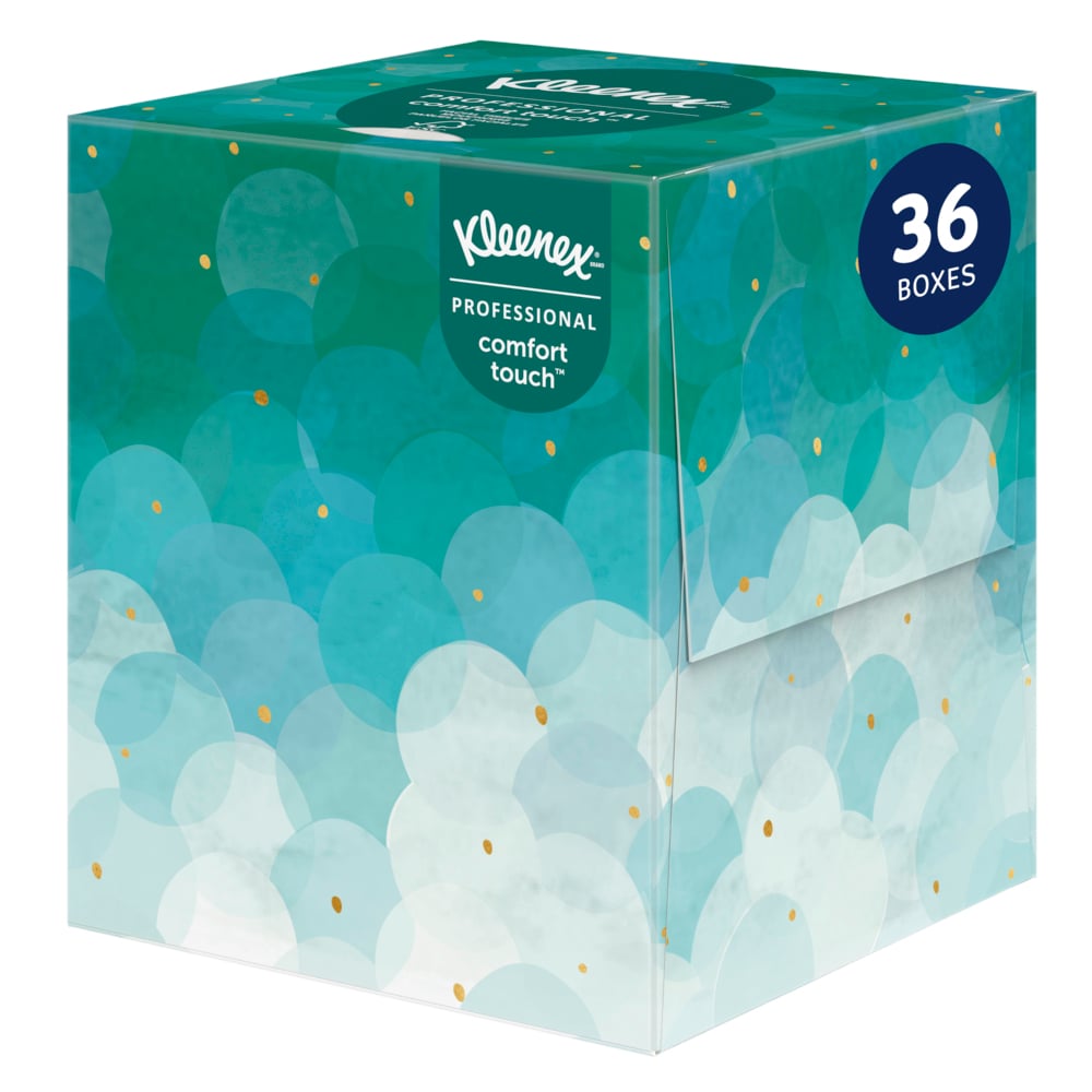 mouchoirs Kleenex® Professional (21270), 2 épaisseurs, blancs, boîtes cubiques verticales de mouchoirs pour entreprises (90 mouchoirs/boîte, 36 boîtes/caisse, 3 240 mouchoirs/caisse)