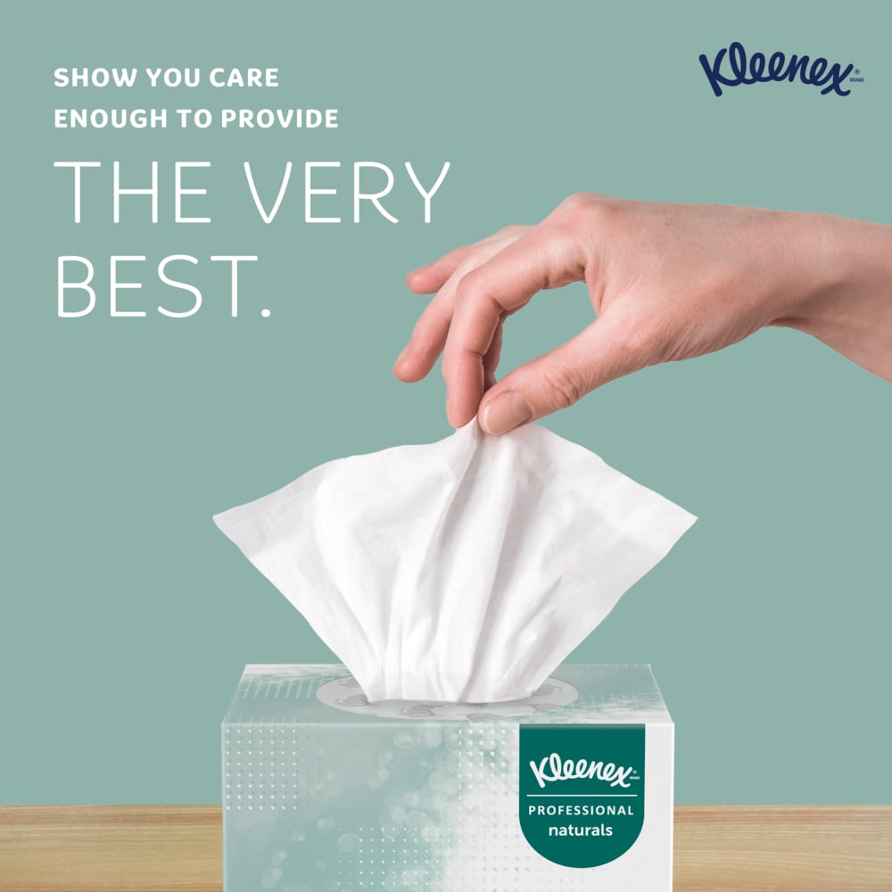 Kleenex® Professional Naturals Facial Tissue (21272), 2-Ply, White, Upright Facial Tissue Cube Boxes for Business (90 Tissues/Box, 36 Boxes/Case, 3,240 Tissues/Case) - 21272