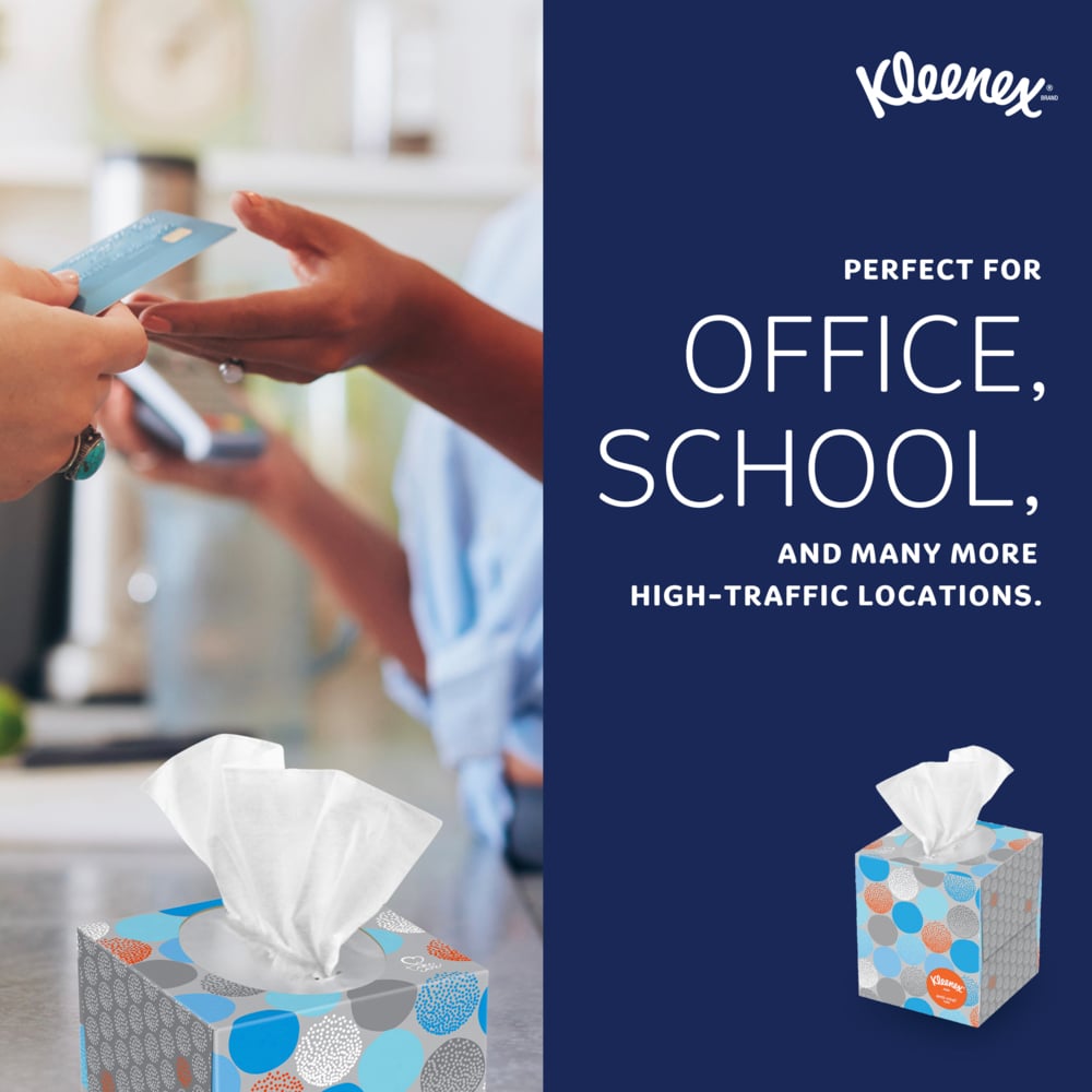 Kleenex® Professional Anti-Viral Facial Tissue (21286), 3-Ply, White, Upright Facial Tissue Cube Boxes for Business (55 Tissues/Box, 4 Bundles of 3 Boxes/Case, 12 Boxes/Case, 660 Tissues/Case) - 21286