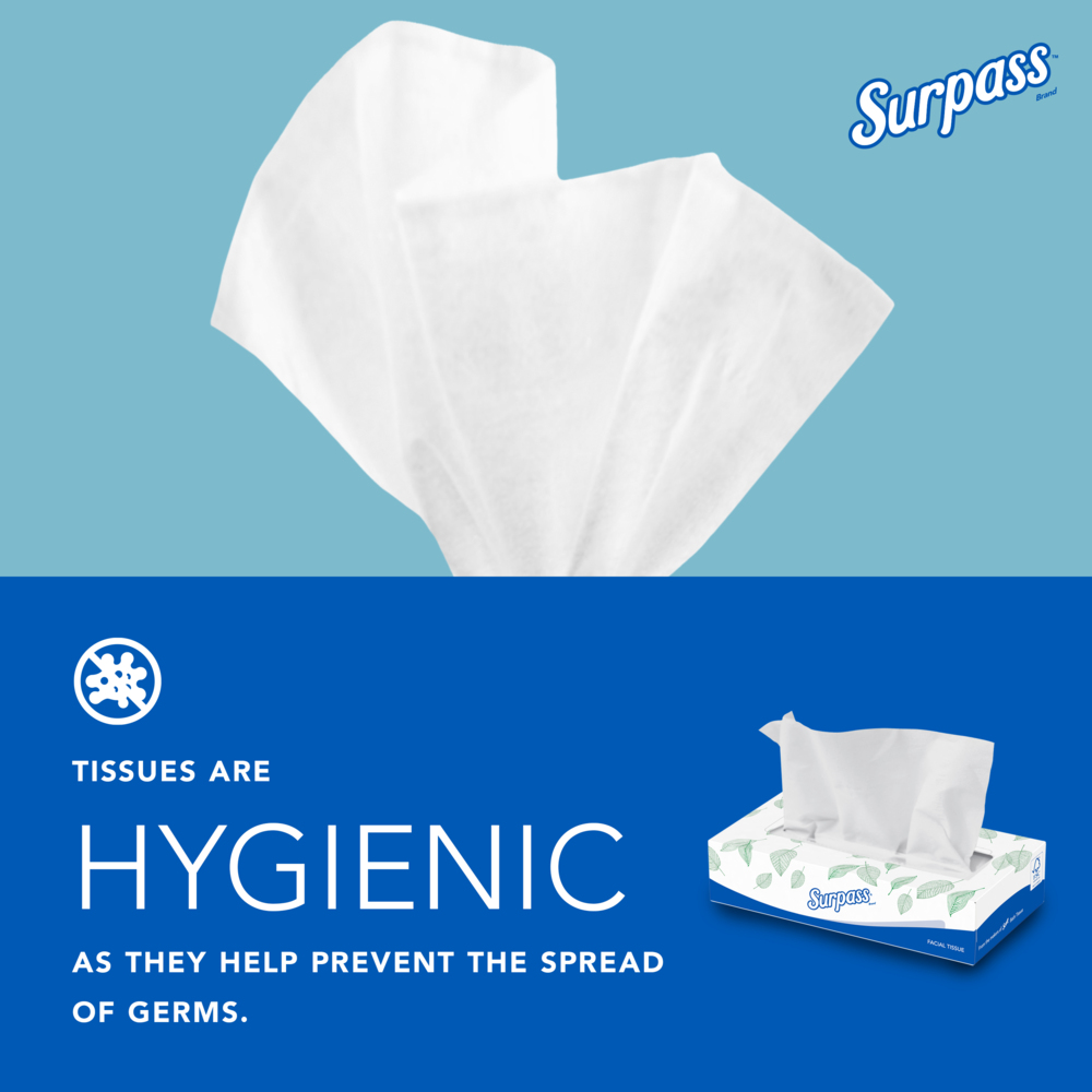 Surpass® Facial Tissue 21340 2 Ply White Ecologo Flat Facial