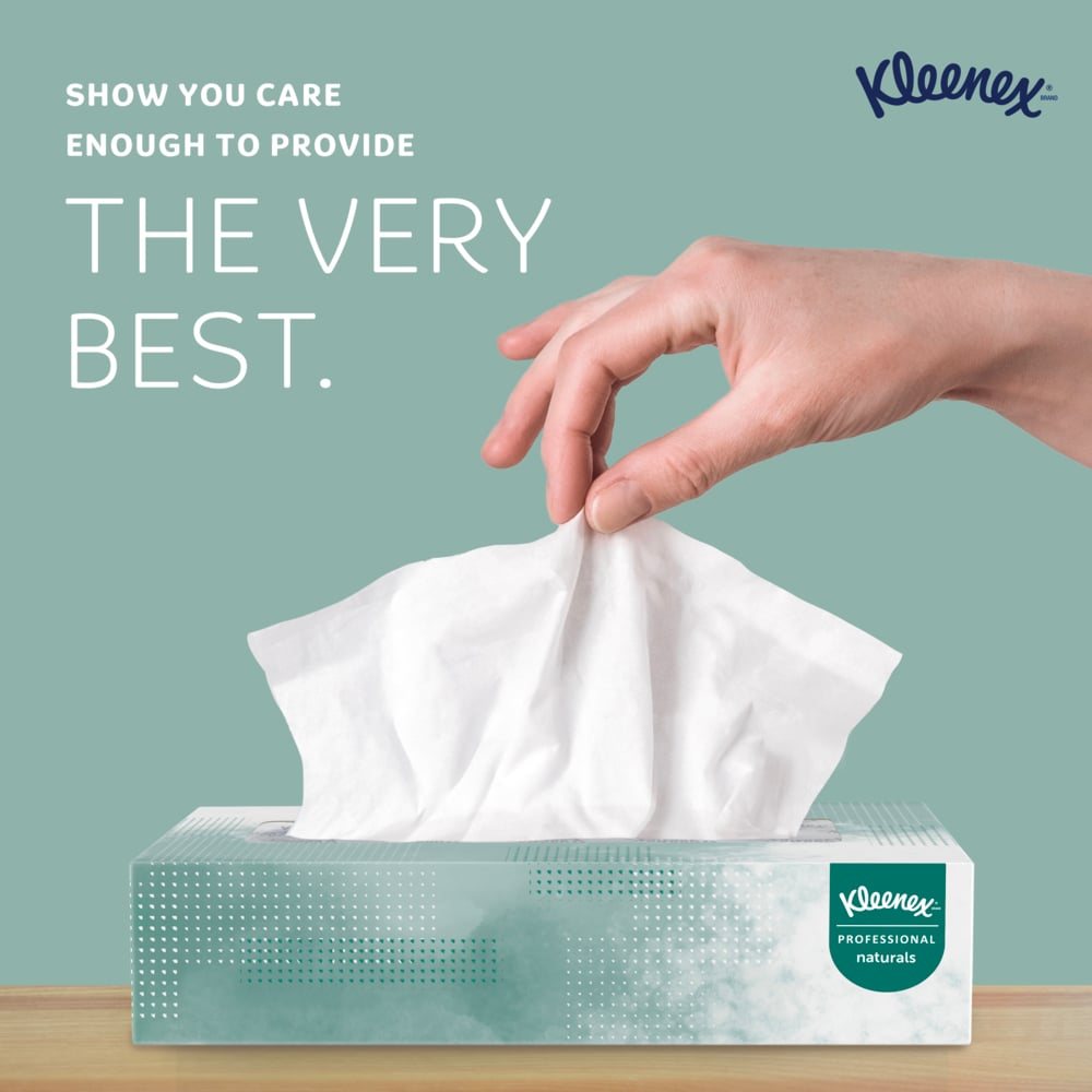 Kleenex® Professional Naturals Facial Tissue (21601), 2-Ply, White, Flat Facial Tissue Boxes for Business (125 Tissues/Box, 48 Boxes/Case, 6,000 Tissues/Case) - 21601