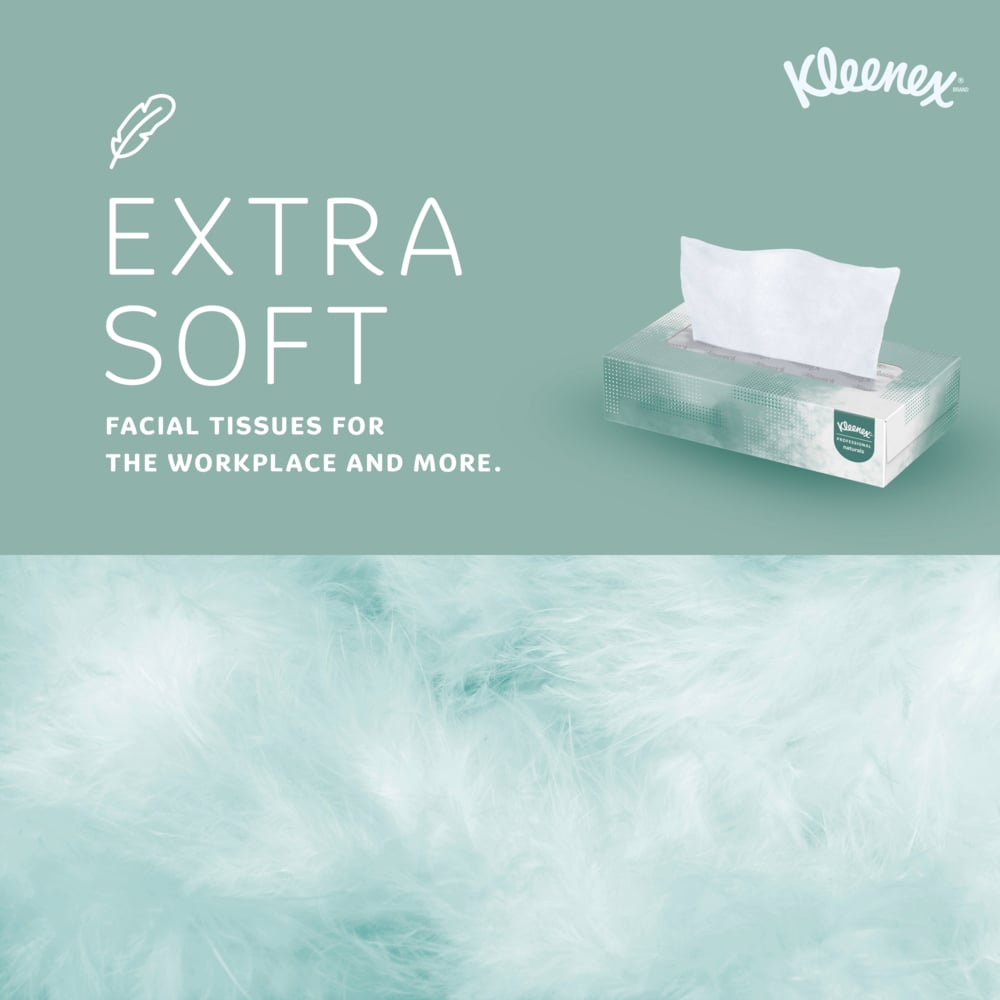 Kleenex® Professional Naturals Facial Tissue (21601), 2-Ply, White, Flat Facial Tissue Boxes for Business (125 Tissues/Box, 48 Boxes/Case, 6,000 Tissues/Case) - 21601