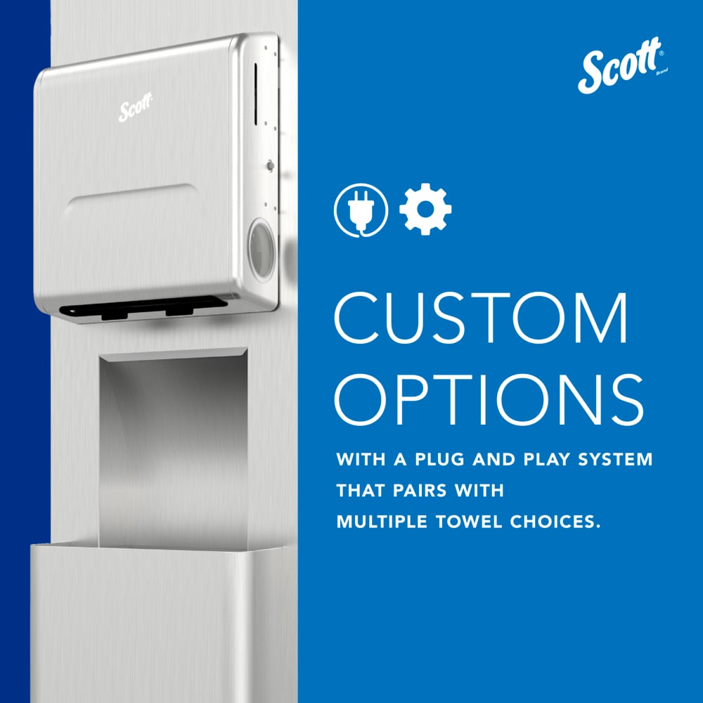 Scott® Pro™ Stainless Steel Recessed Hard Roll Towel Narrow Dispenser Housing (31498), without Trim Panel, Module sold seperately, 10.75" x 15.37" x 4.0" (Qty 1) - 31498