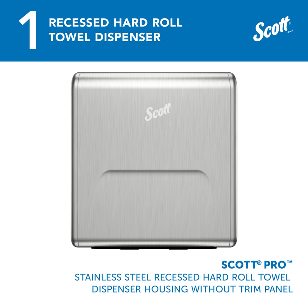 Scott® Pro™ Stainless Steel Recessed Hard Roll Towel Dispenser Housing (31501), without Trim Panel, Module sold seperately, 13.97" x 16.10" x 4.88" (Qty 1) - 31501