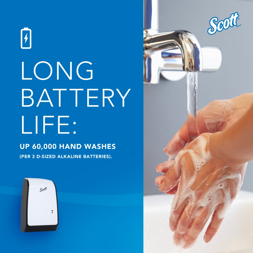 Scott® Pro™ High Capacity Automatic Soap and Hand Sanitizer Dispenser (32499), Touchless Dispensing, White, 1.2 L capacity, 7.29" x 11.69" x 4.0" (Qty 1) - 32499