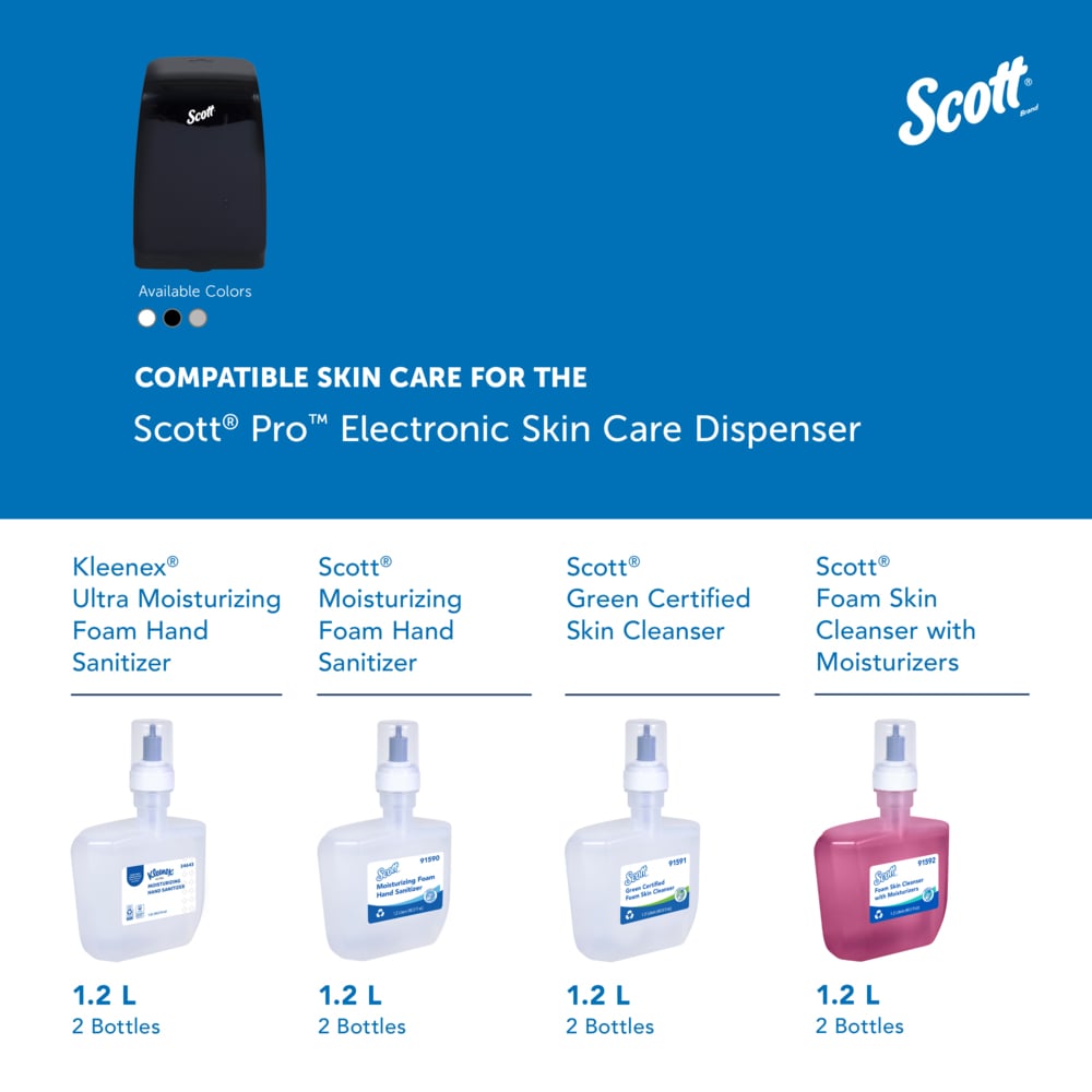 Scott® Pro™ High Capacity Automatic Soap and Hand Sanitizer Dispenser (32504), Touchless Dispensing, Black, 1.2 L capacity, 7.29" x 11.69" x 4.0" (Qty 1) - 32504