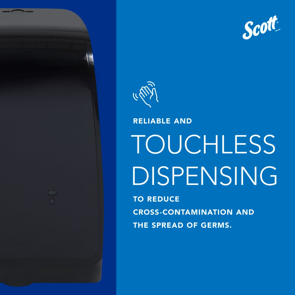 Scott® Pro™ High Capacity Automatic Soap and Hand Sanitizer Dispenser (32504), Touchless Dispensing, Black, 1.2 L capacity, 7.29" x 11.69" x 4.0" (Qty 1) - 32504