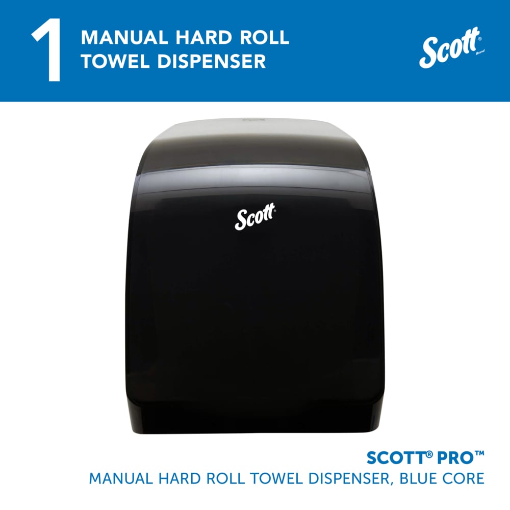 Scott® Pro™ Manual Hard Roll Towel Dispenser (34346), Black, for Blue Core Scott® Pro™ Roll Towels, 12.66" x 16.44" x 9.18" (Qty 1) - 34346