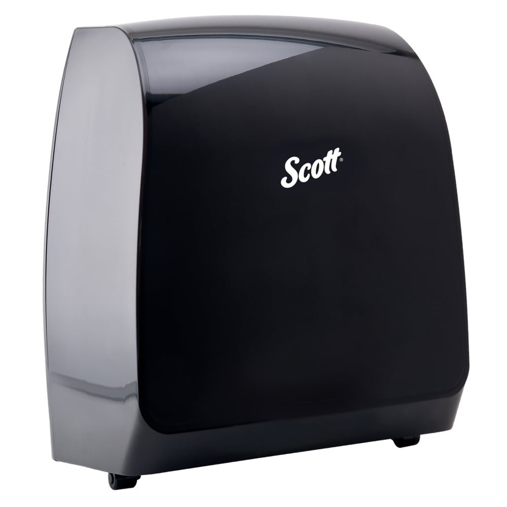 Distributrice manuelle d’essuie-mains en rouleau Scott® Pro™ (34346), noire, pour les essuie-mains Scott® Pro™ avec mandrin bleu, 32,16 cm x 41,76 cm x 23,32 cm (12,66 po x 16,44 po x 9,18 po) (qté 1) - 34346