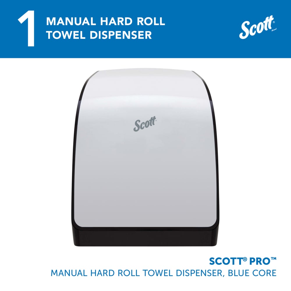 Scott® Pro™ Manual Hard Roll Towel Dispenser (34347), White, for Blue Core Scott® Pro™ Roll Towels, 12.66" x 16.44" x 9.18" (Qty 1) - 34347