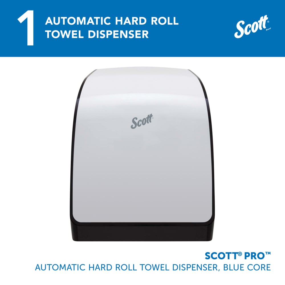 Scott® Pro™ Automatic Hard Roll Towel Dispenser (34349), White, for Blue Core Scott® Pro™ Roll Towels, 12.66" x 16.44" x 9.18" (Qty 1) - 34349