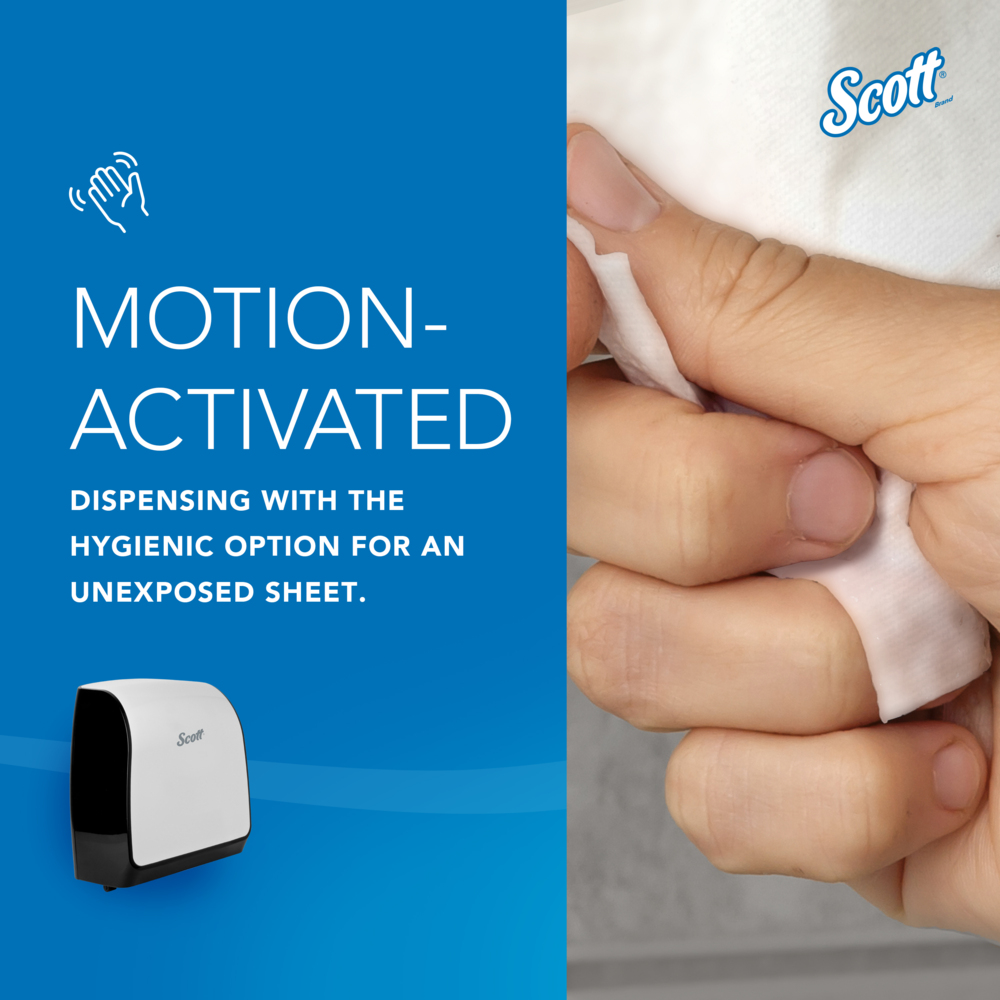 Scott® Pro™ Automatic Hard Roll Towel Dispenser (34349), White, for Blue Core Scott® Pro™ Roll Towels, 12.66" x 16.44" x 9.18" (Qty 1) - 34349