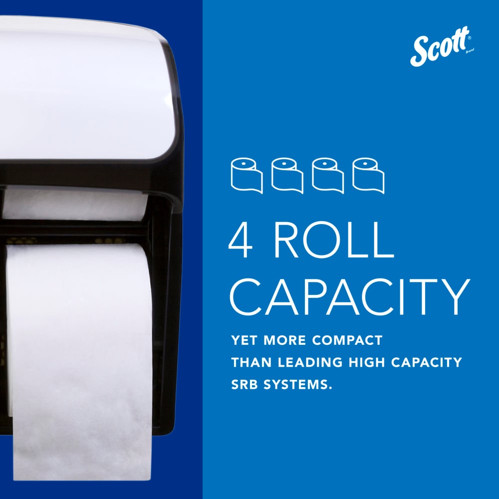 Scott® Pro™ High Capacity Coreless Standard Roll Toilet Paper Dispenser (44517), 4 Roll Capacity, White, 11.25" x 12.75" x 6.19" (Qty 1) - 44517