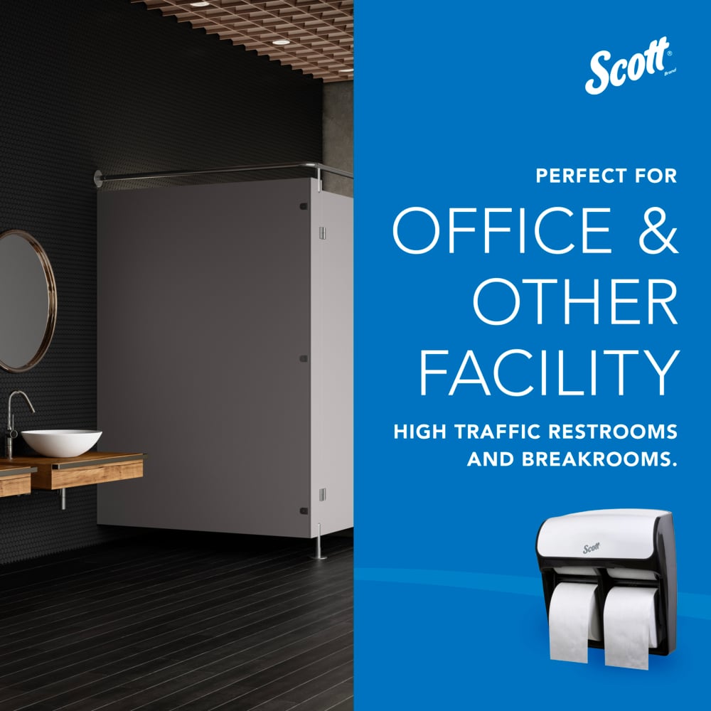 Scott® Pro™ High Capacity Coreless Standard Roll Toilet Paper Dispenser (44517), 4 Roll Capacity, White, 11.25" x 12.75" x 6.19" (Qty 1) - 44517