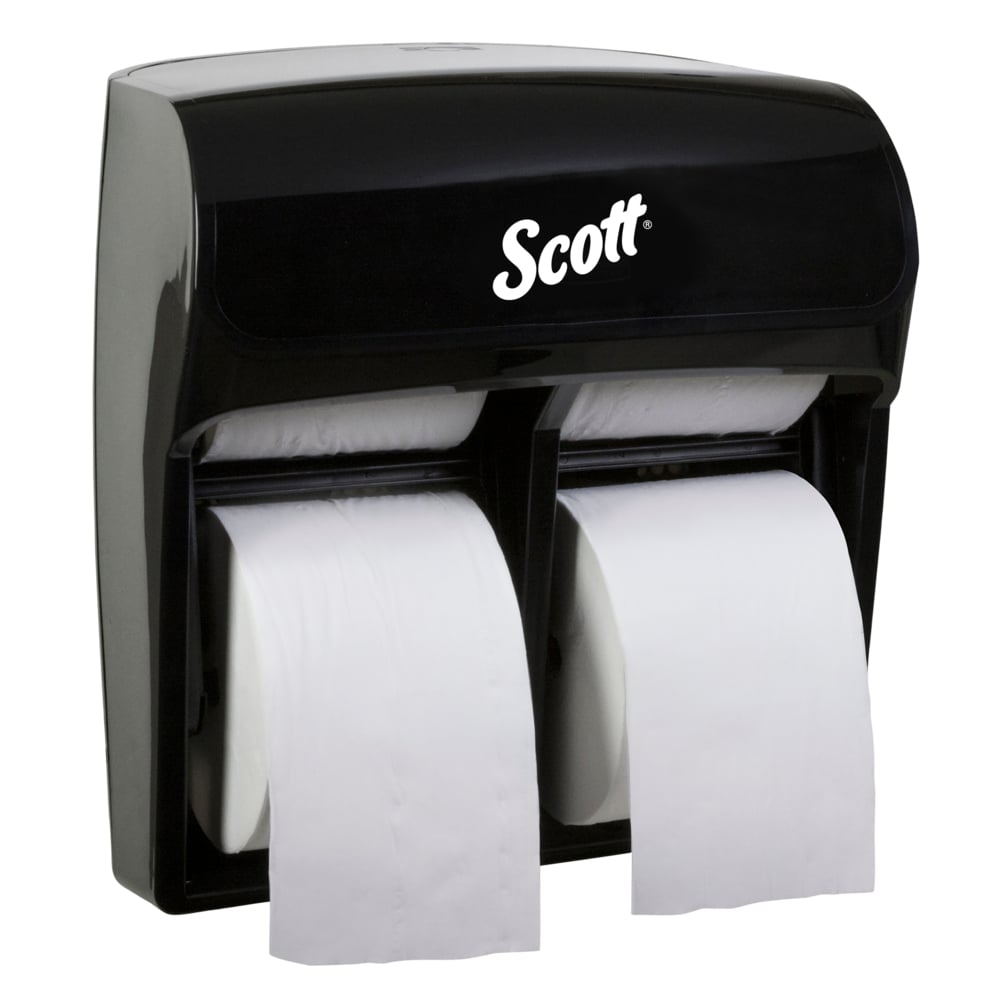 Scott® Pro™ High Capacity Coreless Standard Roll Toilet Paper Dispenser (44518), 4 Roll Capacity, Black, 11.25" x 12.75" x 6.19" (Qty 1) - 44518