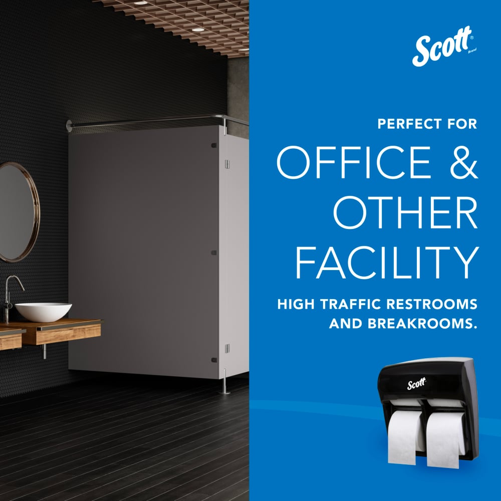 Scott® Pro™ High Capacity Coreless Standard Roll Toilet Paper Dispenser (44518), 4 Roll Capacity, Black, 11.25" x 12.75" x 6.19" (Qty 1) - 44518