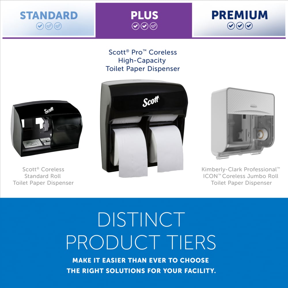 Scott® Pro™ High Capacity Coreless Standard Roll Toilet Paper Dispenser (44518), 4 Roll Capacity, Black, 11.25" x 12.75" x 6.19" (Qty 1) - 44518