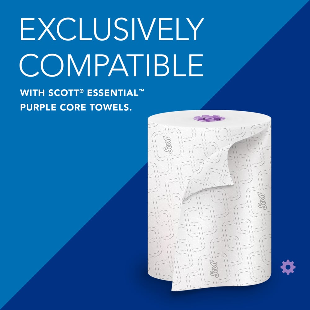 Scott® Essential™ Manual Hard Roll Towel Dispenser (46254), White, for Purple Core Scott® Roll Towels, 12.63" x 16.13" x 10.2" (Qty 1) - 46254