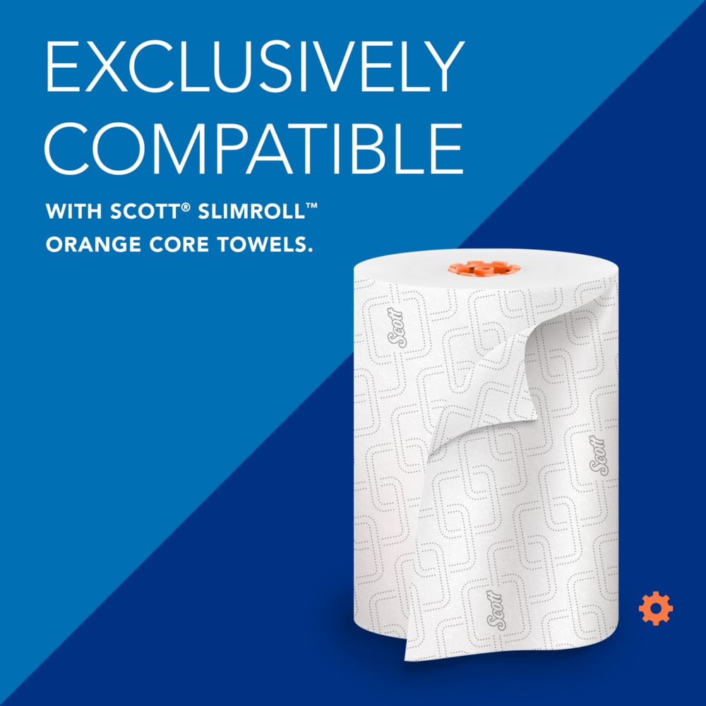 Scott® Slimroll Manual Towel Dispensers (47091), White, for Orange Core Scott® Slimroll Towels, 12.65" x 13.02" x 7.18" (Qty 1) - 47091