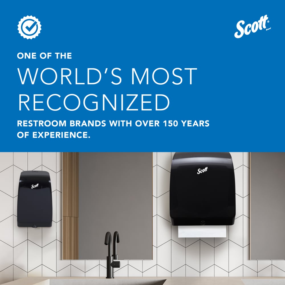 Scott® Automatic Slimroll Towel Dispensers (47196), Black, for Orange Core Scott® Slimroll Towels, 11.8" x 12.35" x 7.25" (Qty 1) - 47196