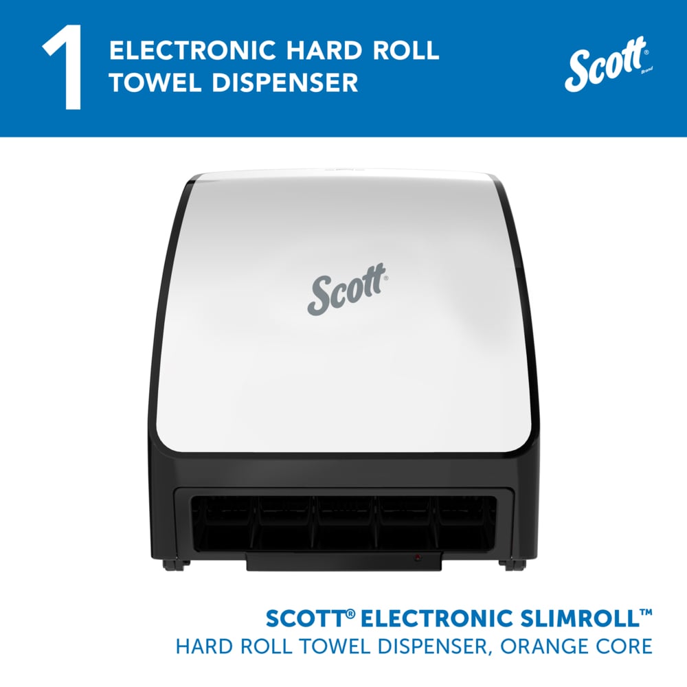 Scott® Automatic Slimroll Towel Dispensers (47259), White, for Orange Core Scott® Slimroll Towels, 11.8" x 12.35" x 7.25" (Qty 1) - 47259