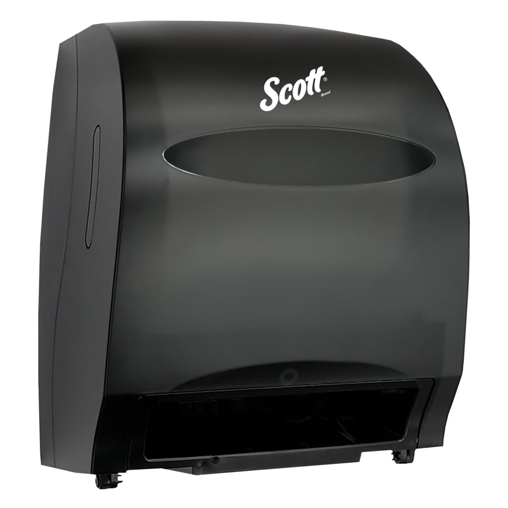 Distributrice électronique d’essuie-mains en rouleaux durs compatibles avec les produits Scott Essential (48860), changement rapide, fumée (noire) - 48860
