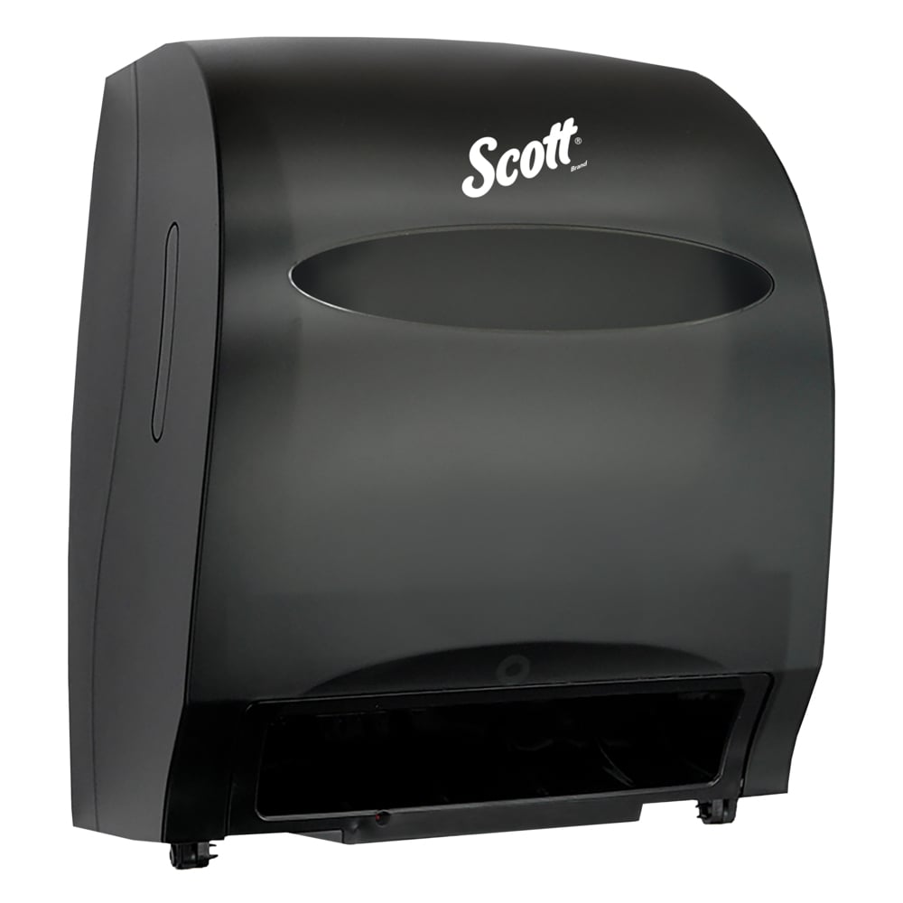 Distributrice automatique d’essuie-mains en rouleau Scott® Essential™ (48860), noire, pour les essuie-mains en rouleau Scott® avec mandrin violet, 32,26 cm x 40,03 cm x 24,31 cm (12,70 po x 15,76 po x 9,57 po) (qté 1) - 48860