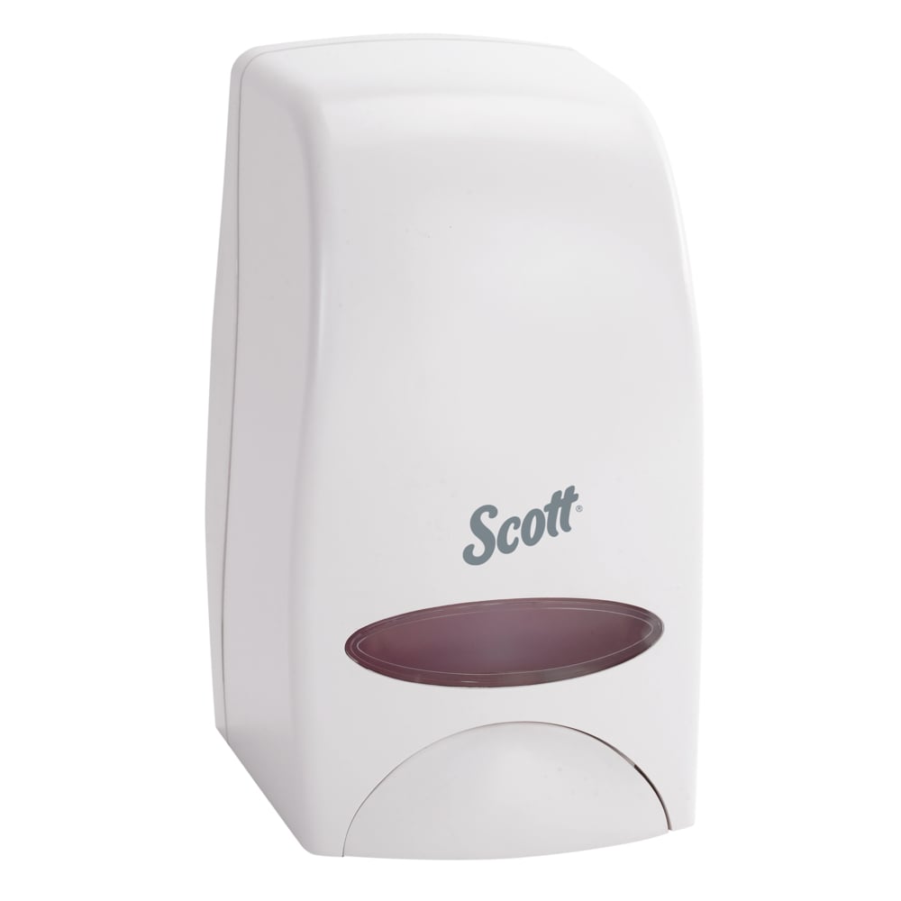 Scott® Essential™ High Capacity Manual Soap and Hand Sanitizer Dispenser (92144), White, 1.0 L capacity, 4.85" x 8.36" x 5.43" (Qty 1) - 92144