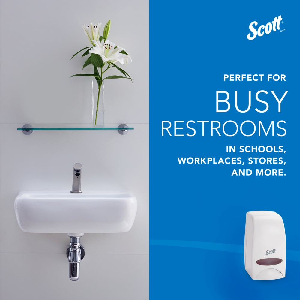 Scott® Essential™ High Capacity Manual Soap and Hand Sanitizer Dispenser (92144), White, 1.0 L capacity, 4.85" x 8.36" x 5.43" (Qty 1) - 92144