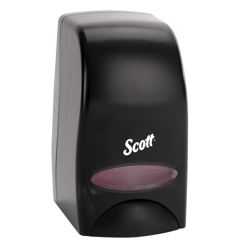 Scott® Essential™ High Capacity Manual Soap and Hand Sanitizer Dispenser (92145), Black, 1.0 L capacity, 4.85" x 8.36" x 5.43" (Qty 1) - 92145
