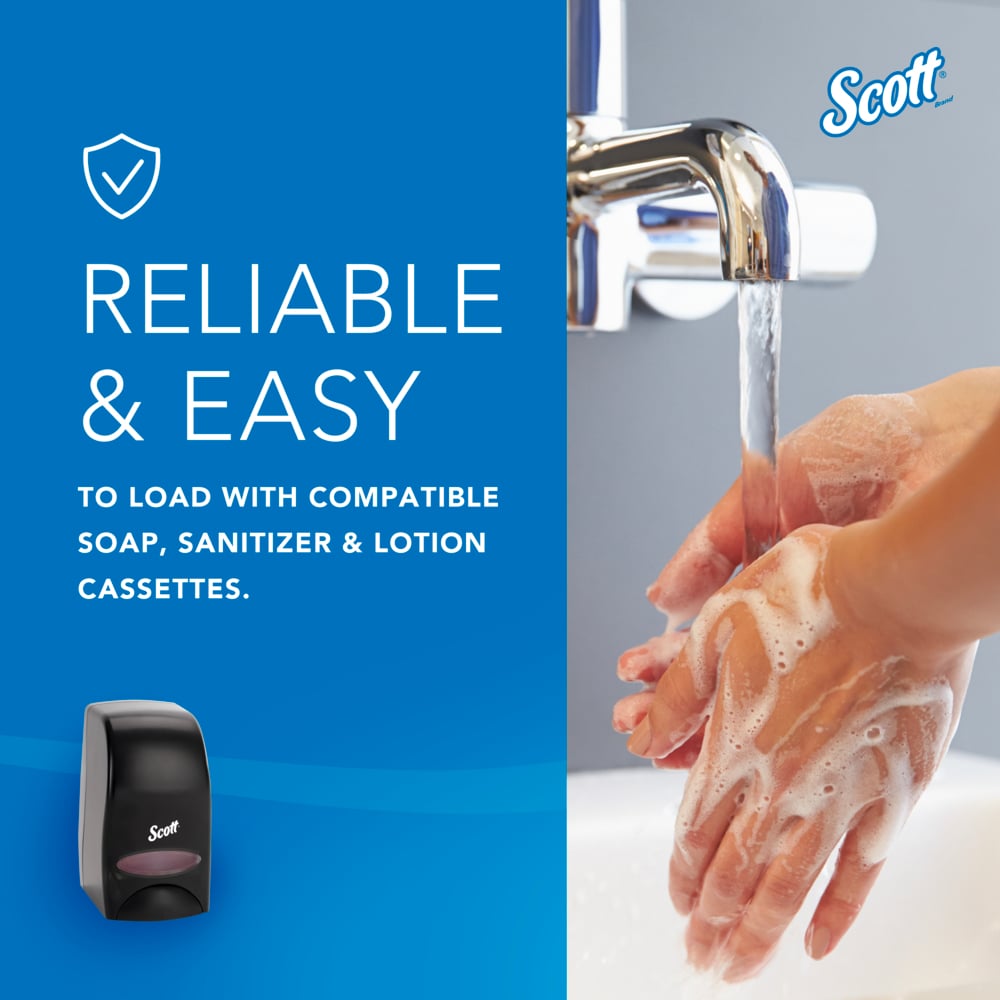 Scott® Essential™ High Capacity Manual Skin Care Dispenser (92145), Black, 1.0 L capacity, 4.85" x 8.36" x 5.43" (Qty 1) - 92145